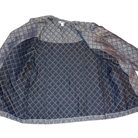 Coldwater Creek Dark Gray Metallic Quilted Lightweight Button-Up Jacket, Size PL - Picture 4 of 8